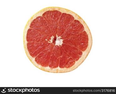 Half of rubi red grapefruit, isolated on white, top view