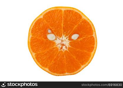 half orange fruit isolated on white background