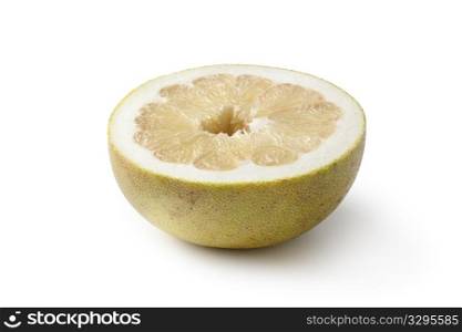 Half pummelo isolated on white background