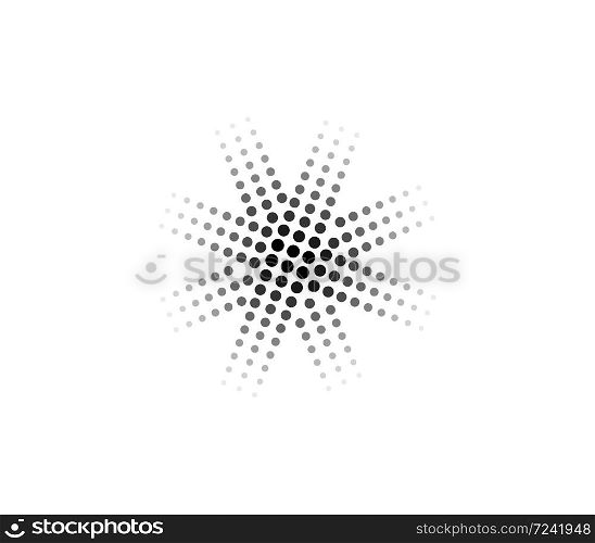 Halftone dotted abstract background circularly distributed