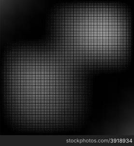 Halftone. Halftone Isolated on Black Background. Dotted Abstract Texture. Dirty Damaged Spotted Circles Pattern.