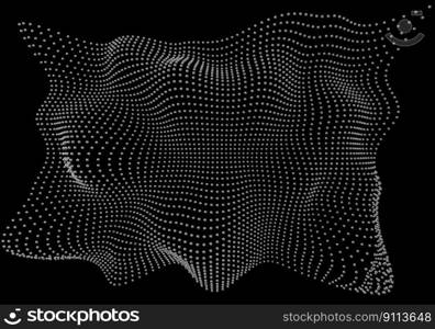 Halftone pattern overlay - 3d abstract shape design element - curved rectangle grid