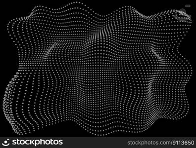 Halftone pattern overlay - 3d abstract shape design element - curved rectangle grid