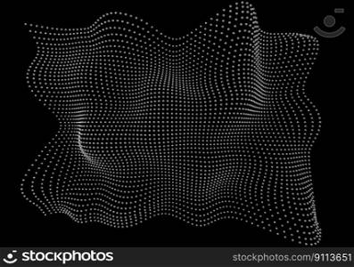 Halftone pattern overlay - 3d abstract shape design element - curved rectangle grid
