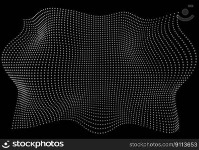 Halftone pattern overlay - 3d abstract shape design element - curved rectangle grid