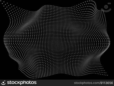 Halftone pattern overlay - 3d abstract shape design element - curved rectangle grid