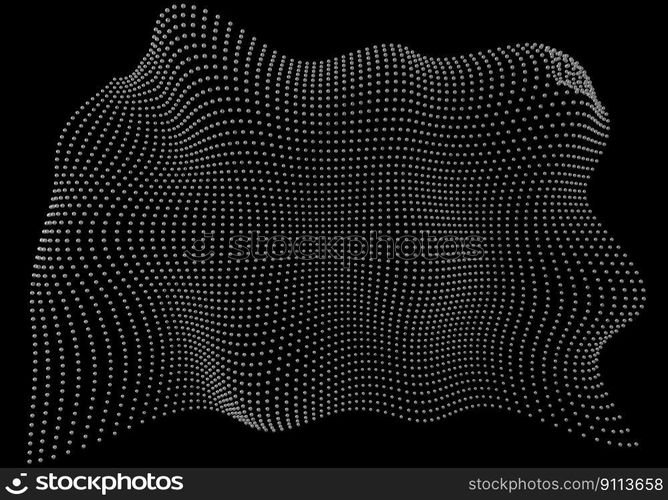 Halftone pattern overlay - 3d abstract shape design element - curved rectangle grid