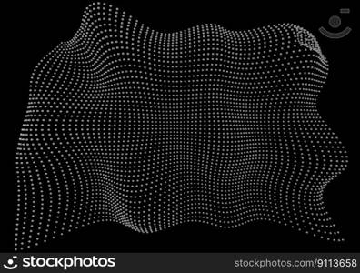 Halftone pattern overlay - 3d abstract shape design element - curved rectangle grid