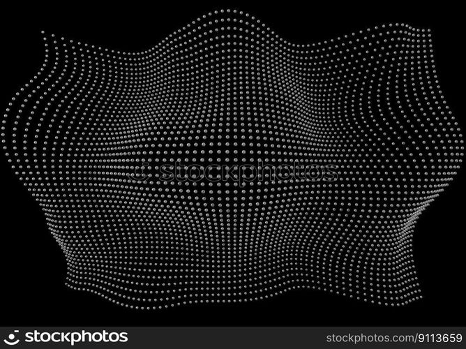 Halftone pattern overlay - 3d abstract shape design element - curved rectangle grid