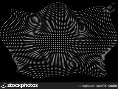 Halftone pattern overlay - 3d abstract shape design element - curved rectangle grid