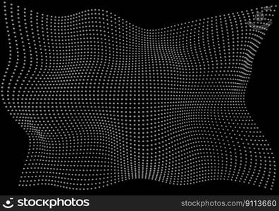 Halftone pattern overlay - 3d abstract shape design element - curved rectangle grid