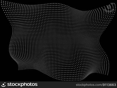 Halftone pattern overlay - 3d abstract shape design element - curved rectangle grid