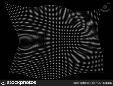 Halftone pattern overlay - 3d abstract shape design element - curved rectangle grid