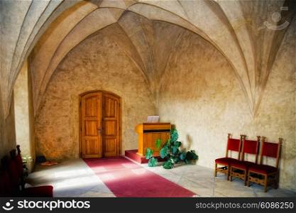 Hall for wedding ceremony in castle Karlstejn, Czech Republic