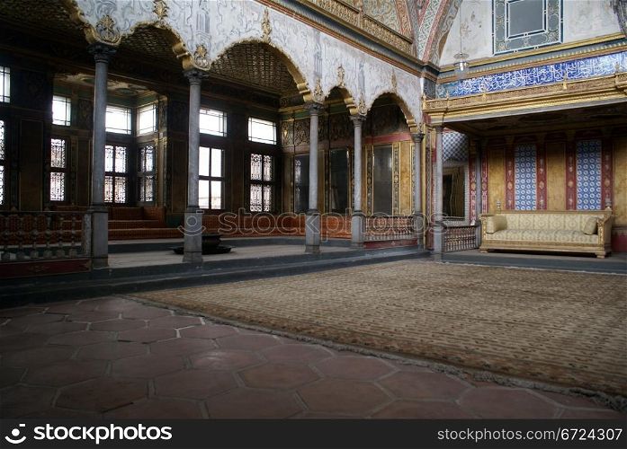 Hall in Harem in Topkapi palace in Istanbul, Turkey