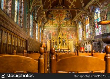 Hall of old church, Europe. Ancient european architecture and style, famous places for travel and tourism, historical heritage