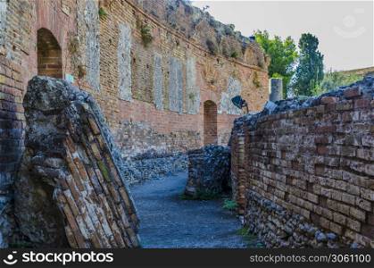 Hall of the steps of greek theater of taormina sicily