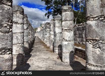 Hall of the Thousand Pillars - Columns at Chichen Itza, Mexico