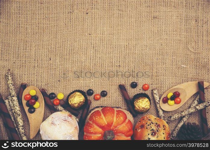 Halloween background with copy space, vintage filter image