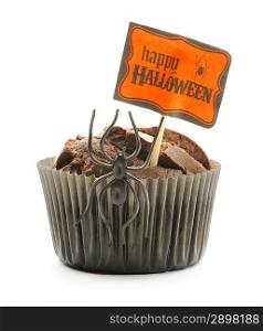 Halloween cake with decoration isolated on white