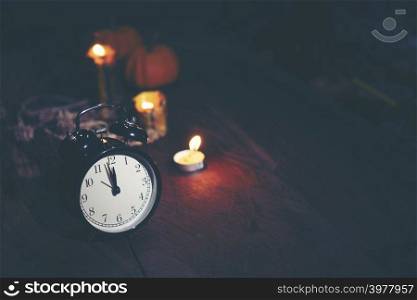 Halloween concept with clock, time