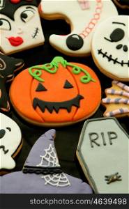 Halloween cookies with different shapes. Sweet tradition