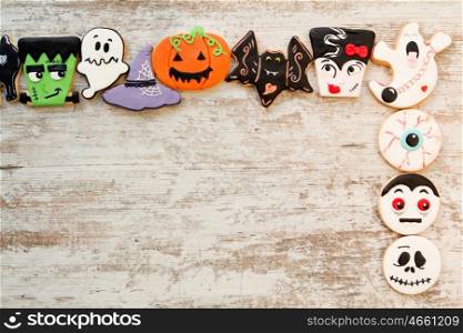 Halloween cookies with different shapes. Sweet tradition