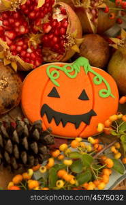 Halloween cookies with fall fruits and berries