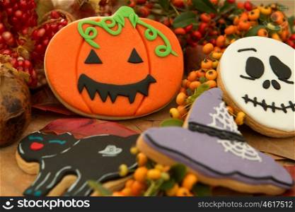 Halloween cookies with fall fruits and berries