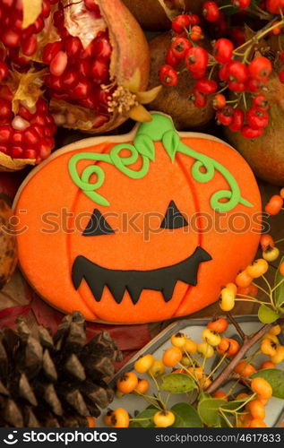 Halloween cookies with fall fruits and berries