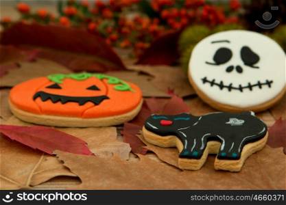 Halloween cookies with fall fruits and berries