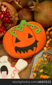 Halloween cookies with fall fruits and berries