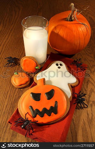 Halloween cookies with milk