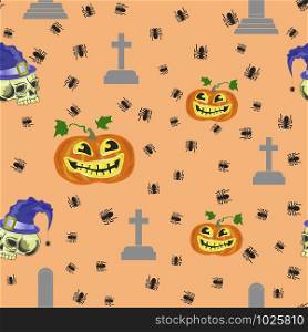 Halloween Decoration Seamless Pattern with Pumpkin Isolated on Orange Background.. Halloween Decoration Seamless Pattern with Pumpkin Isolated on Orange Background