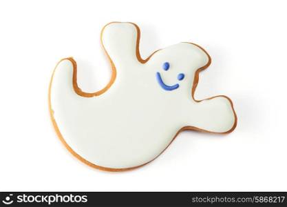 Halloween gingerbread cookie isolated on white
