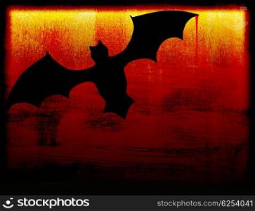 Halloween holiday background card with bat in the darkness