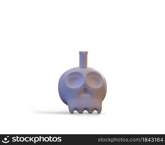 Halloween human bone skull scary horror minimal graphic design, studio isolated on white background with clipping path, 3D rendering illustration