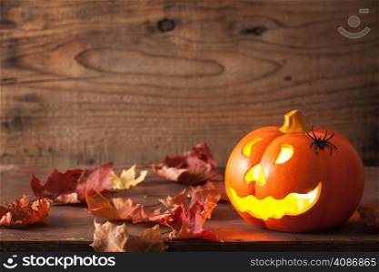 Halloween Jack O Lantern pumpkin spiders