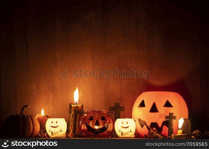 Halloween night background with candle light