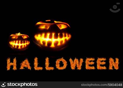 Halloween pumpkin. Halloween pumpkin with scary face on black backgound