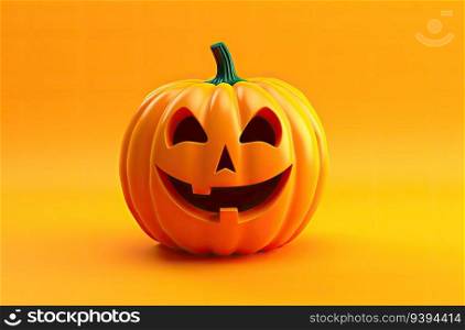 Halloween pumpkin isolated on orange background. 3d render illustration.