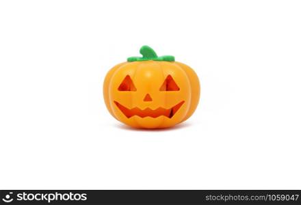 Halloween Pumpkin toy isolated on white background, with clipping path