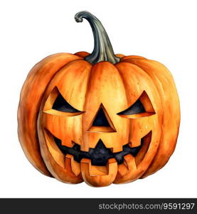 Halloween pumpkins clip art watercolor illustration, Jack O Lantern
