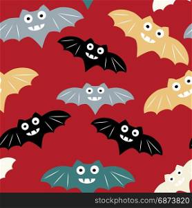 Halloween seamless pattern with colorful bat. Halloween seamless pattern with colorful bat. Beautiful background for decoration halloween designs. Cute minimalistic art elements on white backdrop.