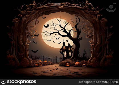 Halloween spooky background. Illustration AI Generative 