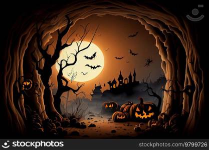 Halloween spooky background. Illustration AI Generative 