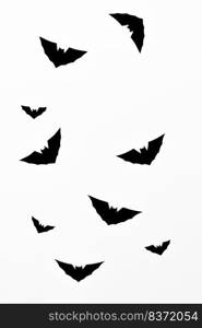 Halloween symbol concept, Silhouette of flying horror black bat isolated on white background.