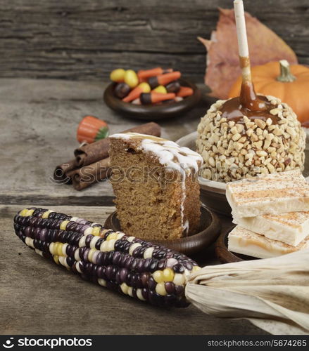 Halloween Treats - Caramel Apple ,Pumpkin,Cake And Candies