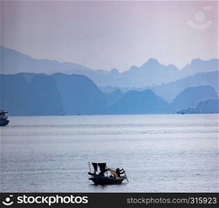 Halong bay in Vietnam. UNESCO World Heritage Site.