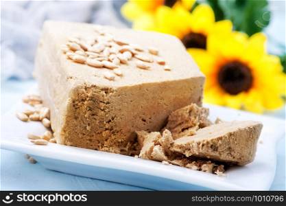 halva on plate and on a table